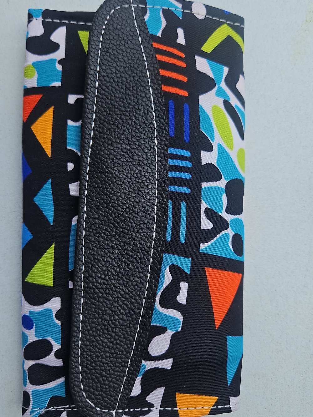 Colorful Geometric Print Wallet with Black Trim